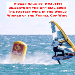 Record du Monde de vitesse sur 500m en wingfoil de Pierre Schmitz - 35,26 noeuds le 23-09-2025